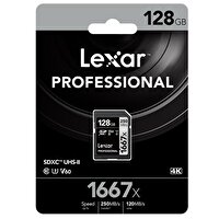 Lexar LSD128CB1667 128 GB 1667x 250MB/s UHS-II V60 SDXC Hafıza Kartı