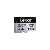 Lexar LMSSIPL064G-BNANG 64 GB High-Performance Silver Plus Microsdxc UHS-I Up To 205MB/S OKuma 100MB/S Yazma C10 A2 V30
