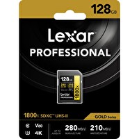 Lexar 128 GB Professional 1800x SDXC UHS-II 4K UHD 270MB/sn U3 C10 V60 Hafiza Karti (Gold Series )