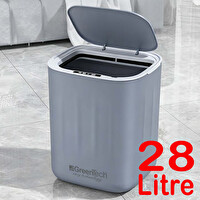 Greentech Sensörlü 28 Litre Çöp Kovası Şarj Edilebilir Lityum Pilli GT-SC07 Gri