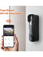 Yeco BD-10 Akıllı Görüntülü Kapı Zili Hareket Sensörlü IP66 Wi-Fi Çift Yönlü Ses-Siyah