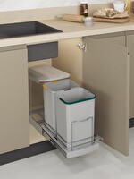 Starax S-2392-G Teleskopik Raylı Plastik 12+12 L Gri Çöp Kovası