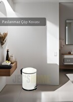 Jet's Home Pedallı Banyo Çöp Kovası Paslanmaz 5 Lt Mutfak Çöp Kutusu Beyaz