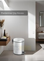 Jet's Home Pedallı Banyo Çöp Kovası Paslanmaz 16 L Mutfak Çöp Kutusu Gri