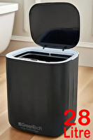 Greentech GT-SC07S Şarj Edilebilir Lityum Pilli  Sensörlü 28 L Çöp Kovası Siyah