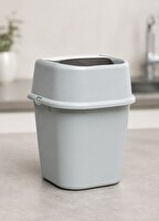 Jet's Home Tezgah Üstü Çöp Kovası 3 L Inox ve Gri Mutfak Uyumlu Mini Sallanır Kapak Çöp Kutusu