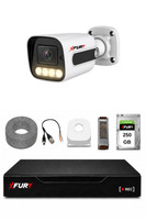 Fury 1 Kameralı Güvenlik Kamera Seti 4 Warm LED Gece Renkli Görüş 250GB HDD 5500