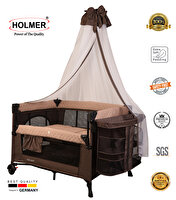 Holmer Maxi Comfort Coolstyle 70x110 CM Anne Yanı Deluxe Kumaş Cibinlikli Kahverengi Oyun Parkı