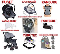 Almira Kids Çift Yön Bebek Arabası Portbebe Kanguru Sallanır Beşik Puset 9 Parça Set