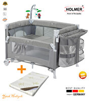 Holmer Maxi Comfort Coolstyle Anne Yanı-Deluxe Kumaş Premium Oyun Parkı Gri - Aloevera Yatak 70x110 CM