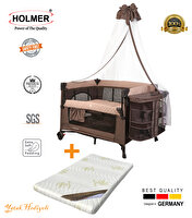 Holmer Coolstyle Cibinlikli Anne Yanı Oyun Parkı 70x110 CM Kahverengi - Aloevera Yatak