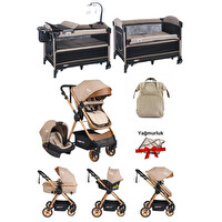 Tommybaby Handy Bebek Arabası Travel Sistem Oyun Parkı Çanta  Yenidoğan Seti - Kahverengi