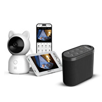 Xenon Smart Akıllı Monitörlü Bebek Kamerası ve Beyaz Gürültü Pış Pış Sesi Bebek Uyku Arkadaşı Seti Siyah