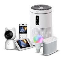 Xenon Smart Akıllı Bebek Kamerası Hava Temizleyici Beyaz Gürültü Pış Pış Sesi Uyku Arkadaşı ve RGB Ampul Seti