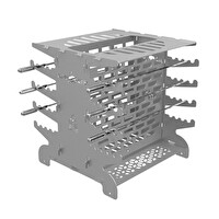 Kamp Ayısı 2 MM Galvaniz Metal GrillSpett Çift Taraflı Dikey Şiş Mangal Izgarası - 6 Şiş - Taşıma Çantalı