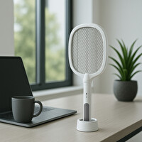 Patix 3000V - 500mAh UV Kısa Devre Korumalı Şarjlı Sivrisinek Öldürücü Raket ve Sivrisinek Lambası