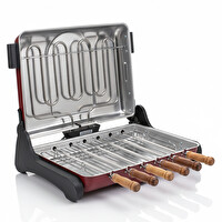 Akel AB670 1200W Kırmızı Elektrikli Izgara Kokusuz Dumansız 6 Krom-Nikel Kaplama Şiş Mangal Barbekü