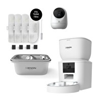 Xenon Smart Akıllı Otomatik Kedi Mama Kabı Ultra Sessiz Su Pınarı Yedek Su Filtresi ve İç Mekan Kamera 4'lü Pet Seti