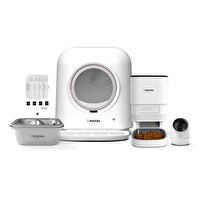 Xenon Smart Akıllı Otomatik Kedi Tuvaleti Mama Kabı Led Işıklı Su Pınarı İç Mekan Kamera ve Yedek Filtre 5'li Pet Set