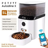Petfit AutoDine X 5L Wi-Fi Kameralı Akıllı Otomatik Kedi Köpek Mama Kabı Besleme Ünitesi Sesli Komut - Çelik Kase