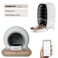 Groove Ti+ Wi-Fi Otomatik Kedi Tuvaleti Kahverengi - Petfit Meow Pure 3L Wi-Fi Kameralı Akıllı Otomatik Mama Kabı