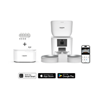 Xenon Smart Akıllı Çift Hazneli Kameralı Mama Kabı Ultra Sessiz Led Işıklı Su Pınarı ve Yedek Filtre Seti