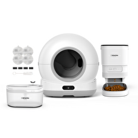 Xenon Smart Akıllı Kameralı Kedi Tuvaleti Çelik Kaseli Mama Kabı Led Işıklı Su Pınarı ve Filtre 4'lü Pet Seti