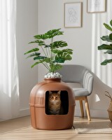 Reyo Dekorapet Dekoratif Kedi Tuvaleti - Kahverengi