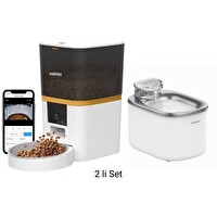 Haustier QQ005 Akıllı Mama Kabı ve WF007L 2'li Set Beyaz