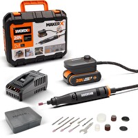 Worx WX739 MakerX 20 Volt 2.0 Ah Kömürsüz Profesyonel Kalem Tipi Devir Ayarlı Gravür Seti - 34 Parça Aksesuar