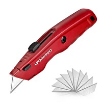 Workpro WP213017 Ağır Hizmet Alüminyum Gövde Geri Çekilebilir Rötuş Maket Bıçağı ve 3 Adet Yedek Bıçak