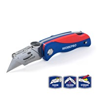 Workpro WP211006 Ağır Hizmet Paslanmaz Çelik Gövde Katlanır Rötuş Maket Bıçağı - 6 Adet Yedek Bıçak