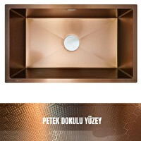 GL General 70x40 Bakır Petek Dokulu Çelik Mutfak Eviyesi 304 Paslanmaz Çelik 1MM