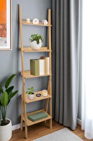 DigitHome DB-0022 Bambu 5 Raflı Merdiven Kitaplık Banyo Düzenleyici Raf Organizer Saksılık