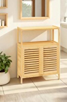 DigitHome DB-0038 Bambu Çift Kapaklı 2 Raflı Banyo Düzenleyici Organizer