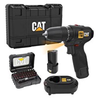 Cat DX1160 12Volt/2.0Ah Li-ion Çift Akülü Kömürsüz Profesyonel Şarjlı Darbeli Matkap - DA01901 32 Parça Aksesuar Seti