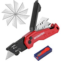 Workpro WP211026 Katlanır Çok Amaçlı Profesyonel Rötuş Maket Bıçağı - 14 Adet Yedek Bıçak
