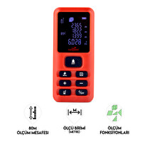 Dawreek Mesafe Ölçer E40 RED 80 Metre Dijital El Tipi Mesafe Ölçüm Cihazı