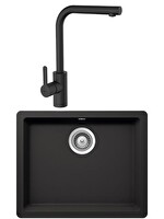 Hafele Lazio Carbon Siyah Granit Eviye - Hafele Lemare Siyah Mutfak Bataryası Seti