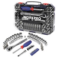 Workpro WP202566 1/4" 3/8" Metrik/İnç 63 Parça CR-V Profesyonel Lokma Takımı