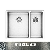 GL General Redux 58x44 Inox Petek Dokulu Sağ 1.5 Gözlü Paslanmaz Çelik Mutfak Eviyesi