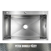 GL General Sagax 50x60 Inox Petek Dokulu Çift Delikli Mutfak Eviyesi 304 Paslanmaz Çelik 1 MM