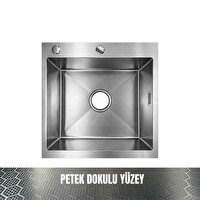 GL General SAGAX 50x50 Inox Petek Dokulu Çift Delikli Mutfak Eviyesi 304 Paslanmaz Çelik 1mm