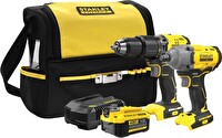Stanley SFMCK217M1S-QW 18V Şarjlı Kömürsüz Darbeli Matkap - 1x4 Ah Akülü ve Şarjlı Vidalama