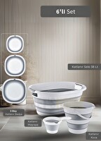 Jet's Home 6'lı Banyo Seti Katlanır Sele Katlanır Badya Katlanır Kova Katlanır Maşrapa BPA Free