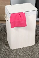 Adore Mobilya Handy Mate Bambu Çamaşır Sepeti Beyaz 40x60x31 CM GxYxD