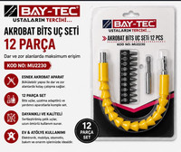 Bay-Tec MU2230 Akrobat Bits 12 Parça  Esnek Şaftlı Dar Alan Vidalama ve Matkap Uç Seti
