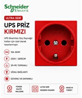 Schneider Electric Ultra ETK21046E UPS Prizi Kırmızı 45x45 MM 16A 250V  2P-PE Vidalı Bağlantı Masa Üstü Topraklı Priz