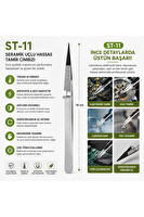 Piyatech ST-11 Isıya Dayanıklı Antistatik Seramik Uçlu Tamir Cımbızı