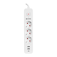 S-Link SPG03TC 1.5 MM Bakır 750 USB Type-C Joule 3'lü Anahtarlı Akım Korumalı Beyaz Priz